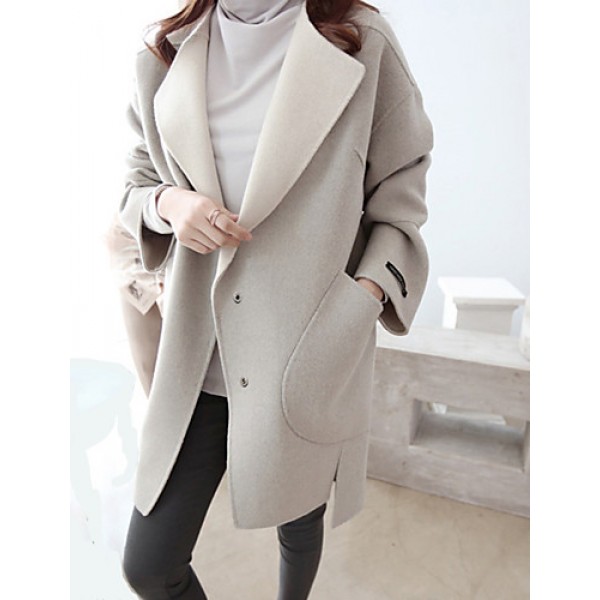 Women's Casual/Daily Simple CoatSolid Ro...