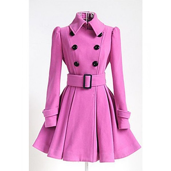 Women's Casual/Daily Vintage / Simple Coat,Solid Shirt Collar Long Sleeve Winter Others