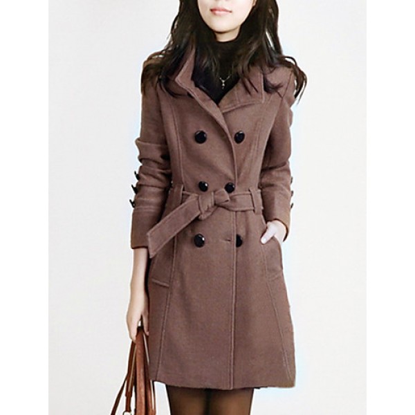 Women's Casual/Daily Simple Coat,Solid T...
