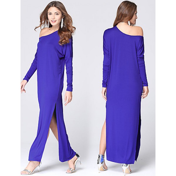 Women's Fashion Casual / Beach Slash Neck Loose Maxi Dress