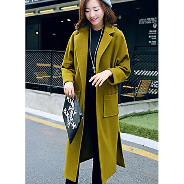 Women's Casual/Daily Simple CoatSolid V ...