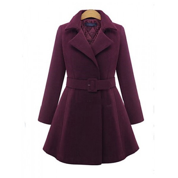 Women's Solid Red / Black Coat , Casual ...