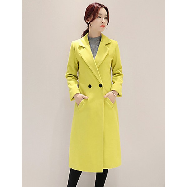 Fall Winter Going out Casual Women's Coat Solid Color Suit Collar Long Sleeve Long Section Maone Overcoat More Colors